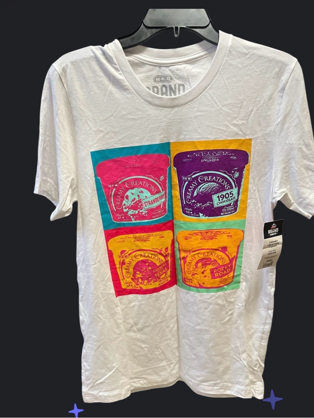 Abrand White Tee with Pink, Purple, Teal and Yellow Pop Art Squares